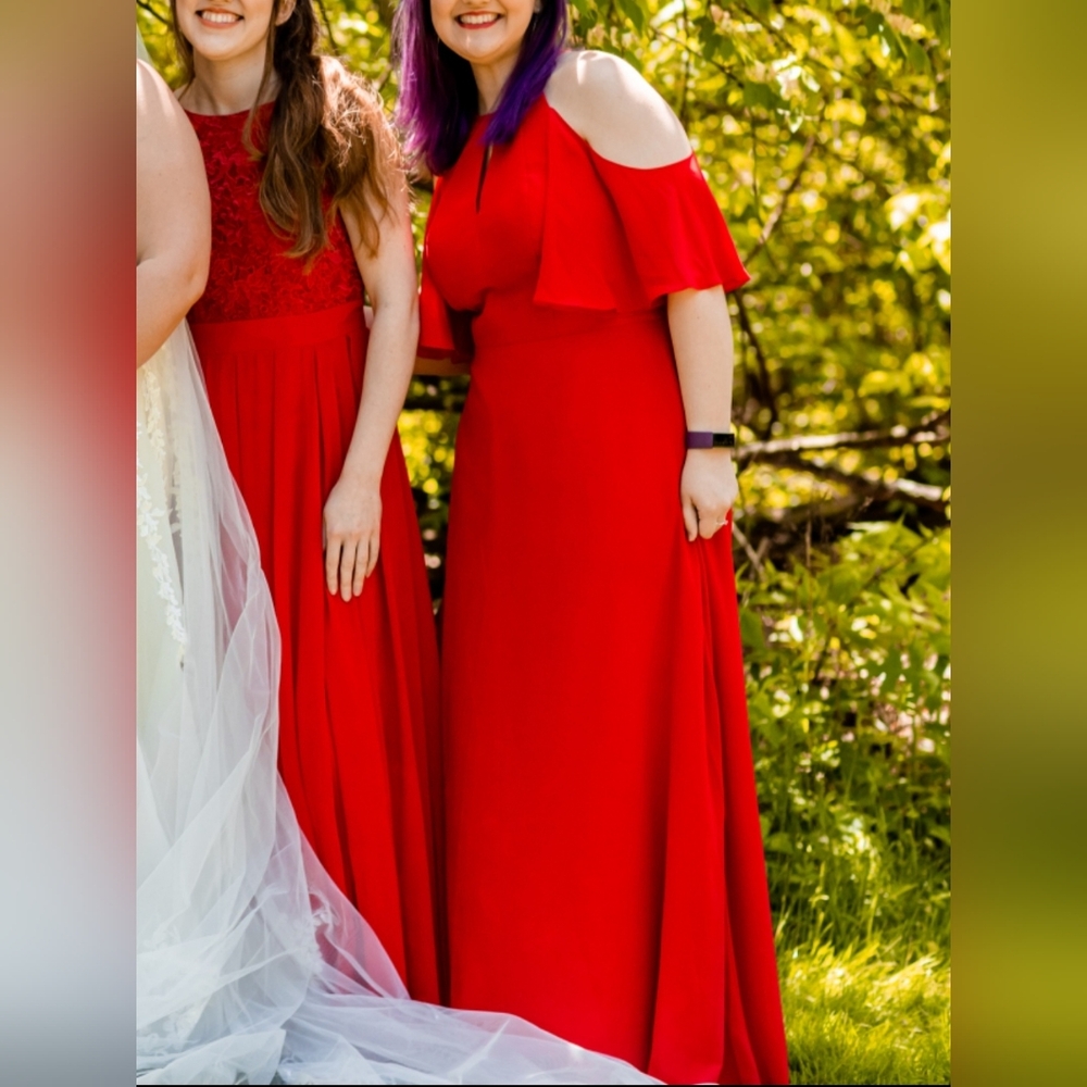 JJs House A-line Cold Shoulder Floor-Length Chiffon Bridesmaid Dress #206455 - Picture 3 of 10